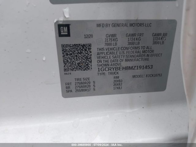 1GCRYBEH8MZ191453 Chevrolet Silverado 1500 4wd Double Cab Standard Bed Custom