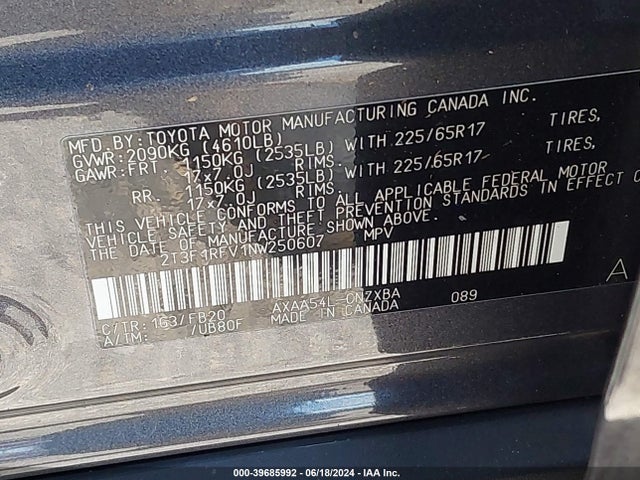 Toyota RAV4 LE 2022 2T3F1RFV1NW250607 Image 9