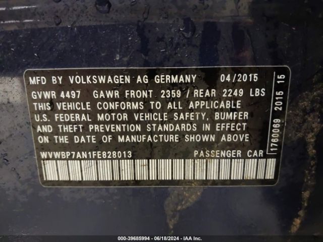 WVWBP7AN1FE828013 Volkswagen Cc 2.0t R-line