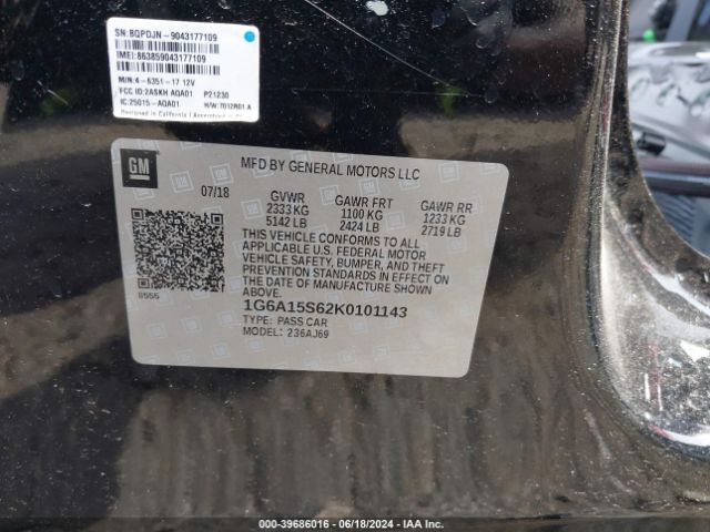 1G6A15S62K0101143 Cadillac CTS-V