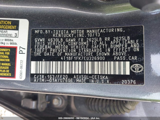 Toyota CAMRY SE 2014 4T1BF1FK7EU326900 Image 9