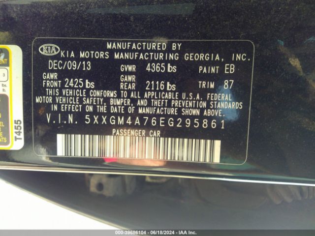 5XXGM4A76EG295861 KIA Optima Lx
