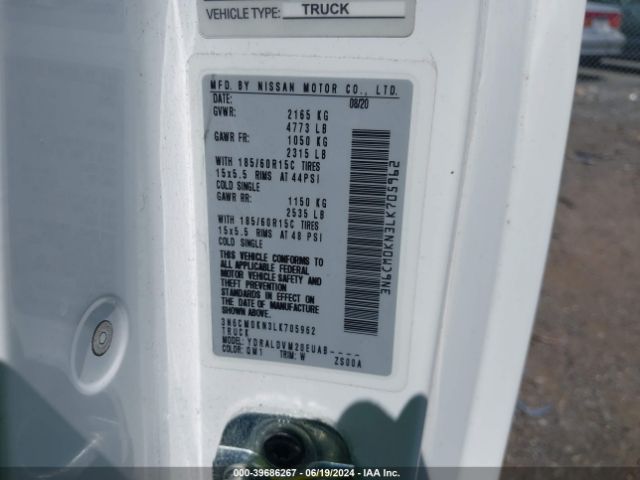 3N6CM0KN3LK705962 Nissan Nv200 Compact Cargo S Xtronic Cvt