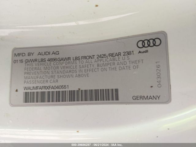WAUMFAFRXFA040551 Audi A5 2.0t Premium
