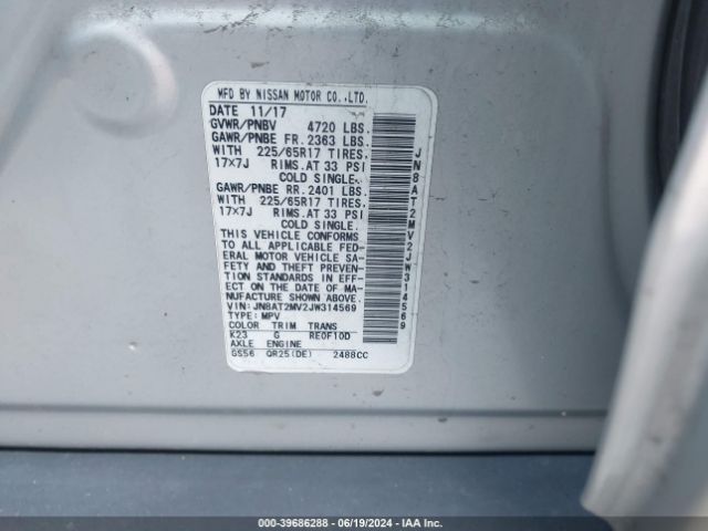 JN8AT2MV2JW314569 Nissan ROGUE S