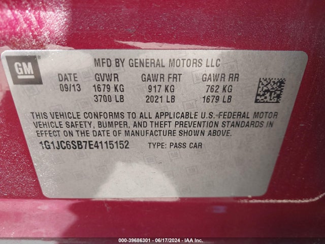 Chevrolet Sonic Lt Auto 2014 1G1JC6SB7E4115152 Image 9