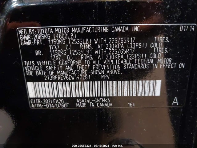 Toyota Rav4 Xle 2014 2T3RFREV6EW140281 Image 9