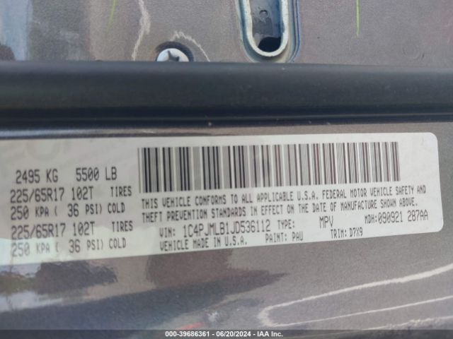 1C4PJMLB1JD536112 Jeep Cherokee Latitude Plus 4x4