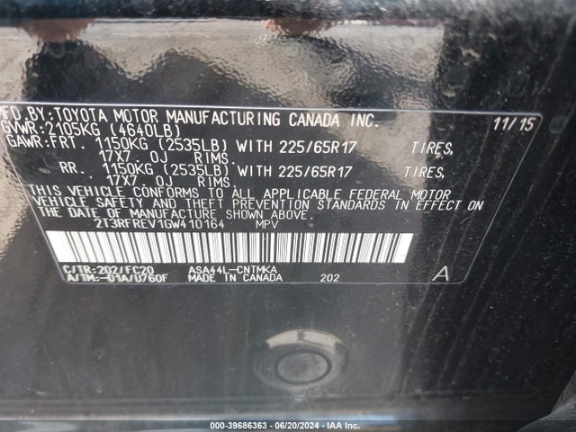Toyota Rav4 Xle 2016 2T3RFREV1GW410164 Image 9
