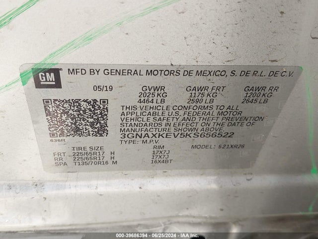 Chevrolet EQUINOX LT 2019 3GNAXKEV5KS656522 Image 9