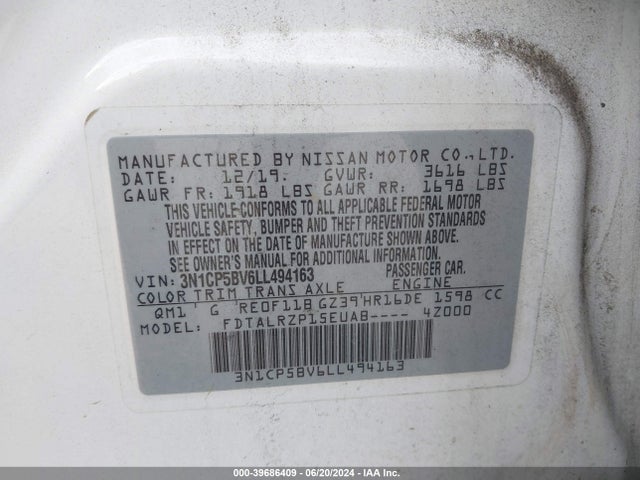 Nissan Kicks S Xtronic Cvt 2020 3N1CP5BV6LL494163 Image 9