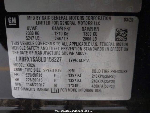 LRBFX1SA8LD158227 Buick Envision Awd Preferred