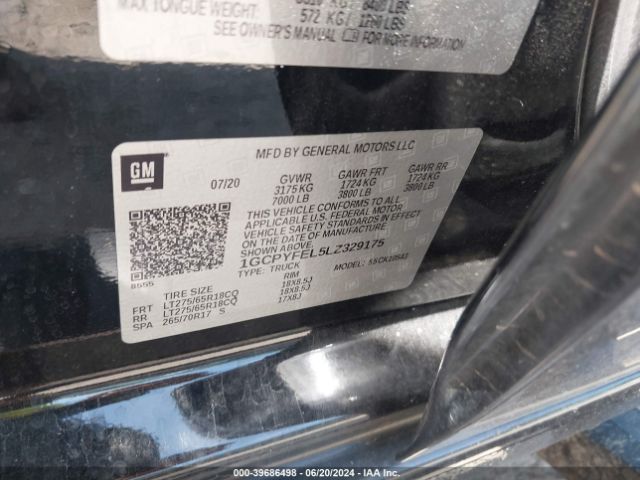 1GCPYFEL5LZ329175 Chevrolet Silverado 1500 4wd  Short Bed Lt Trail Boss