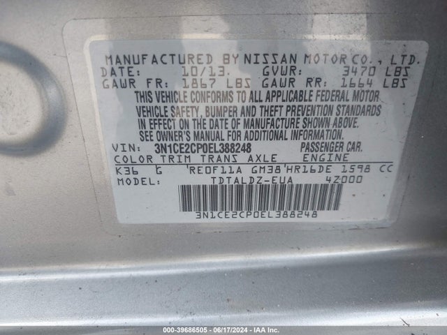 Nissan Versa Note Sv 2014 3N1CE2CP0EL388248 Image 9