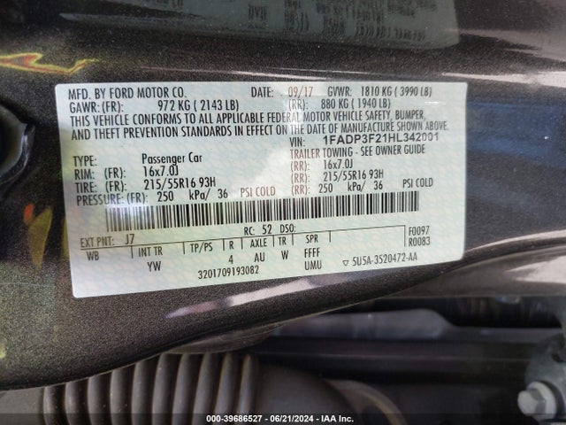 Ford FOCUS SE 2017 1FADP3F21HL342001 Image 9