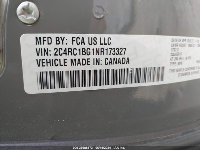 2C4RC1BG1NR173327 Chrysler Pacifica Touring L