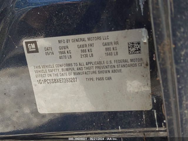 1G1PC5SBXE7393207 Chevrolet Cruze 1lt Auto