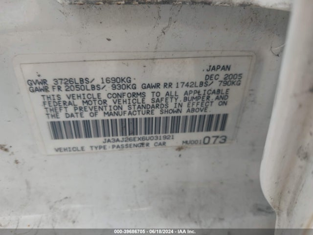 2006 MITSUBISHI LANCER JA3AJ26EX6U031921 Photo 8