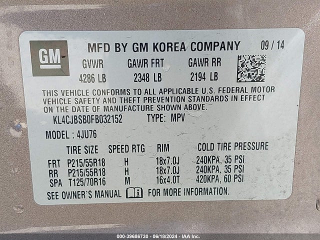 Buick Encore Convenience 2015 KL4CJBSB0FB032152 Image 9