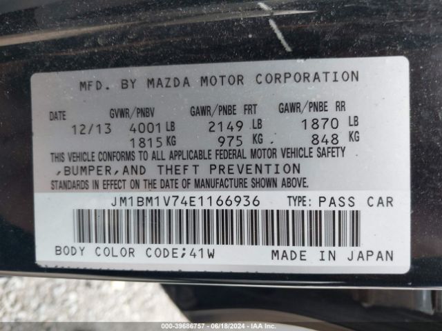 JM1BM1V74E1166936 Mazda Mazda3 I Touring