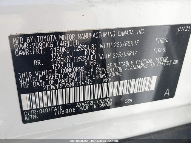 Toyota Rav4 Xle 2021 2T3W1RFV5MC114142 Image 9
