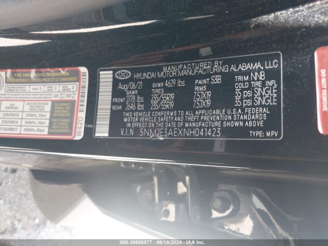 5NMJE3AEXNH041423 Hyundai Tucson Limited
