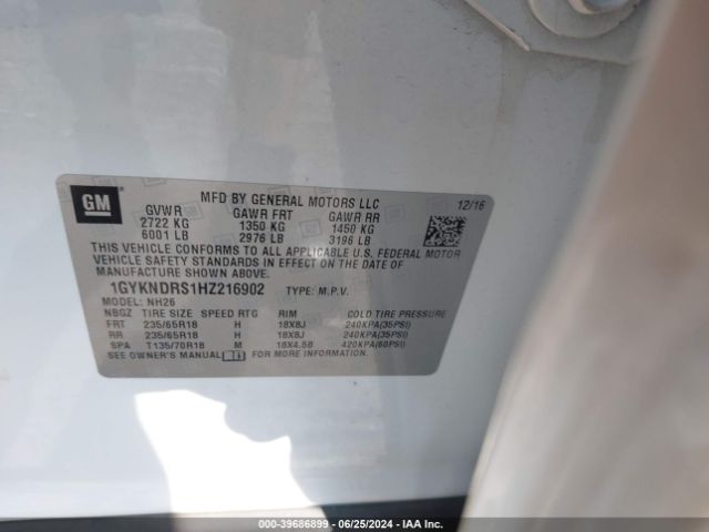 1GYKNDRS1HZ216902 Cadillac XT5 LUXURY