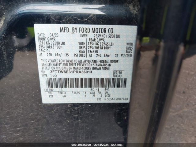 3FTTW8E31PRA36013 Ford Maverick Lariat