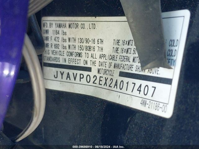 2002 YAMAHA XV1600 JYAVP02EX2A017407 Photo 9