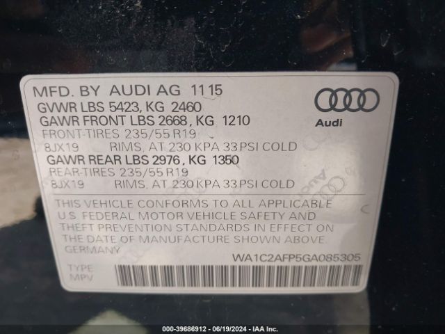 WA1C2AFP5GA085305 Audi Q5 2.0t Premium