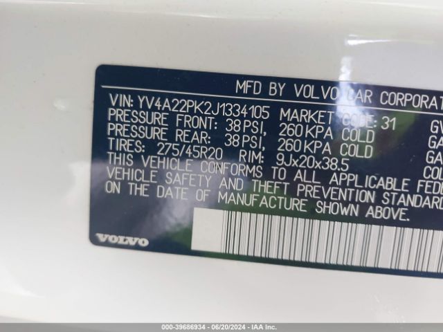 YV4A22PK2J1334105 Volvo Xc90 T6 Momentum