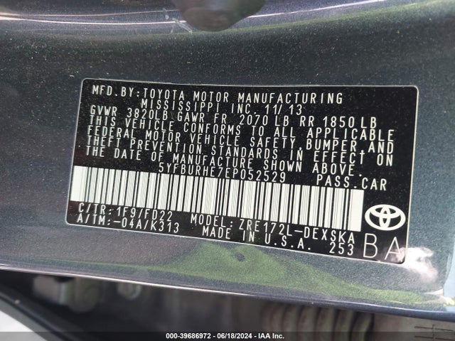 Toyota Corolla S Plus 2014 5YFBURHE7EP052529 Image 9