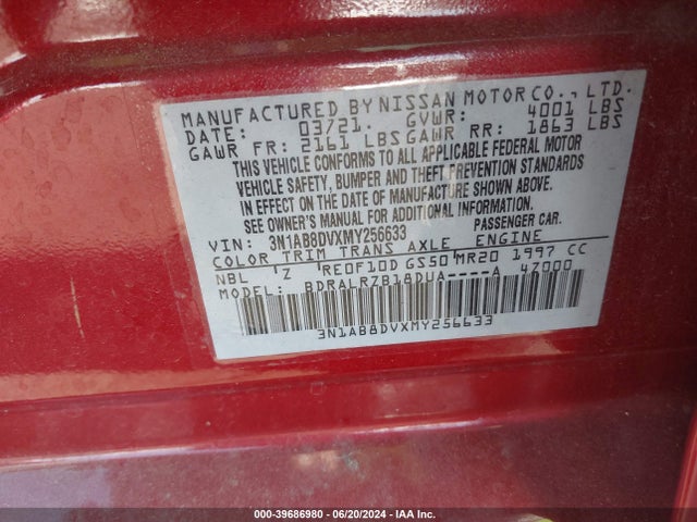 Nissan Sentra Sr Xtronic Cvt 2021 3N1AB8DVXMY256633 Image 9