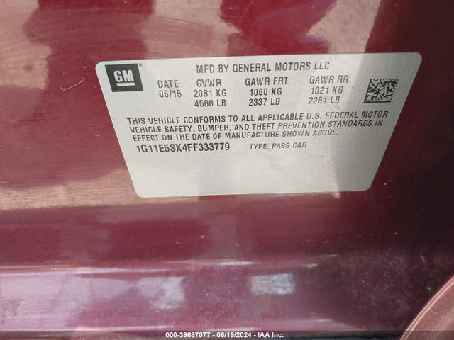 Chevrolet Malibu 3lt 2015 1G11E5SX4FF333779 Image 9