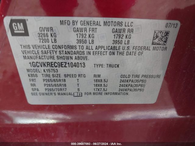 1GCVKREC9EZ104013 Chevrolet Silverado 1500 1lt