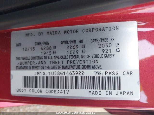 JM1GJ1U58G1463922 Mazda Mazda6 I Sport