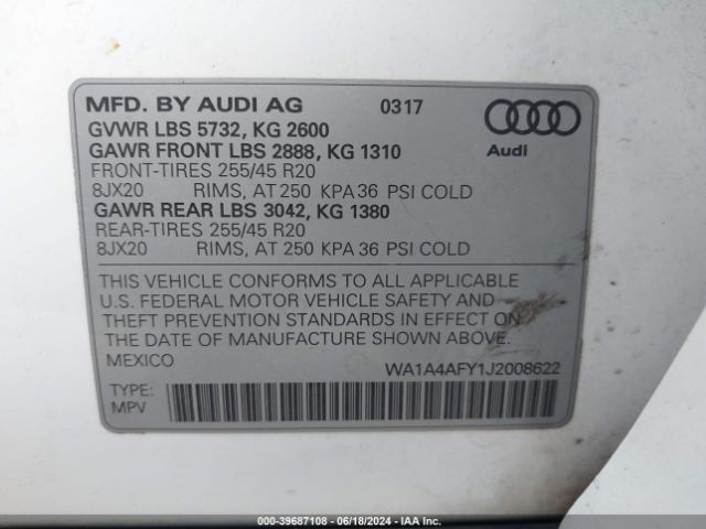 WA1A4AFY1J2008622 Audi Sq5 3.0t Premium Plus