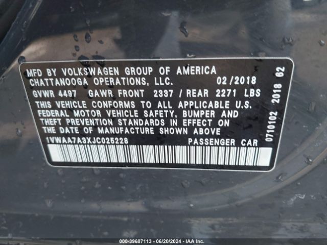 1VWAA7A3XJC025228 Volkswagen Passat 2.0t R-line/2.0t S