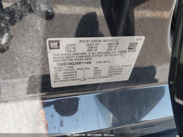Chevrolet Suburban Lt 2017 1GNSCHKC3HR111498 Image 9
