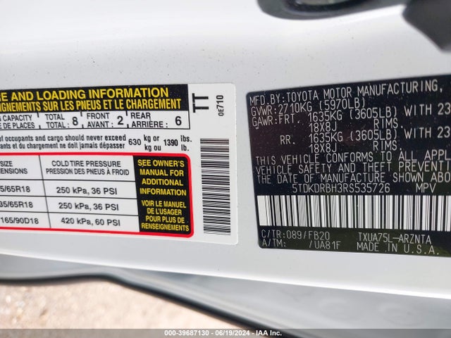 Toyota Highlander Le 2024 5TDKDRBH3RS535726 Image 9
