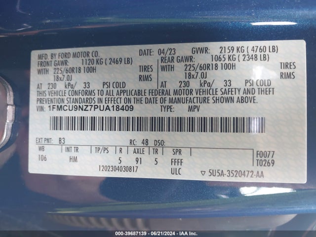 Ford Escape St-line Select 2023 1FMCU9NZ7PUA18409 Image 9