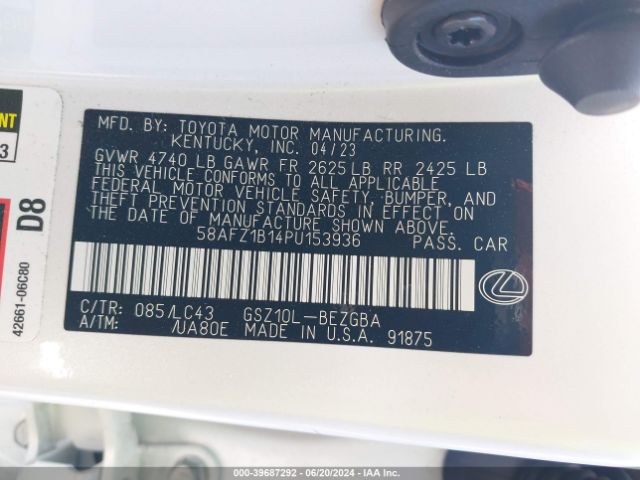 58AFZ1B14PU153936 Lexus Es 350 Ultra Luxury