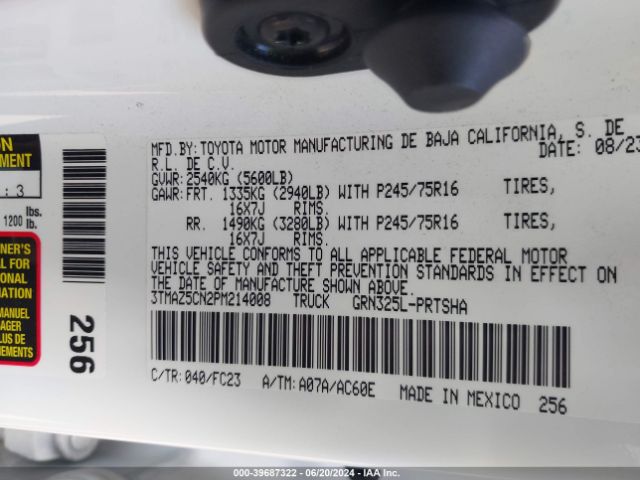 3TMAZ5CN2PM214008 Toyota Tacoma Sr5 V6