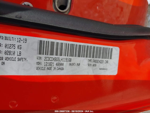 Dodge Charger Sxt Rwd 2020 2C3CDXBG5LH119168 Image 9