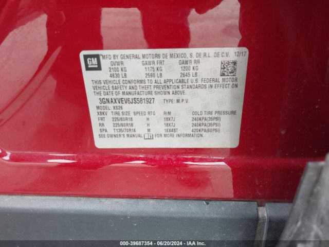 3GNAXVEV6JS581927 Chevrolet Equinox Premier