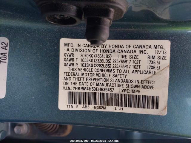 Honda CR-V EX 2014 2HKRM4H59EH639457 Image 9