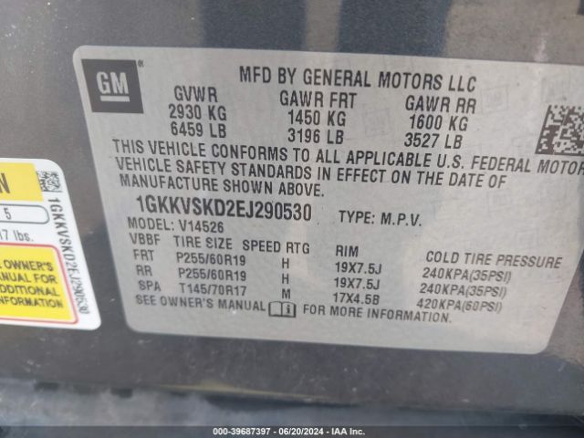 1GKKVSKD2EJ290530 GMC Acadia Slt-2