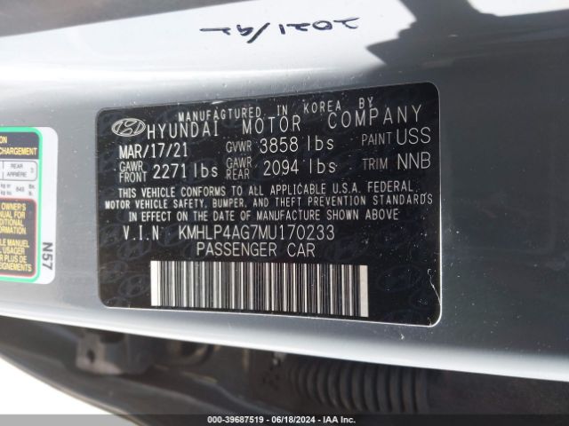 KMHLP4AG7MU170233 Hyundai Elantra Limited