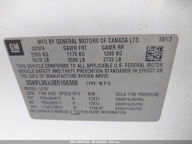 GMC Terrain Sle-1 2014 2GKFLVEK2E6166368 Image 9