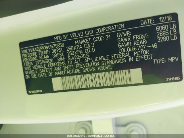 YV4A22PK8K1479358 Volvo Xc90 T6 Momentum